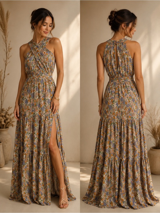Veronica Beard Dresses & Skirts - Veronica Beard NWT Floral Halter Maxi Dress Size 0 XS | Side Slit